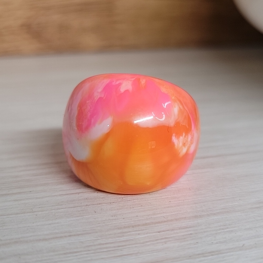 Vibrant Orange and Pink Bubble Dome Ring